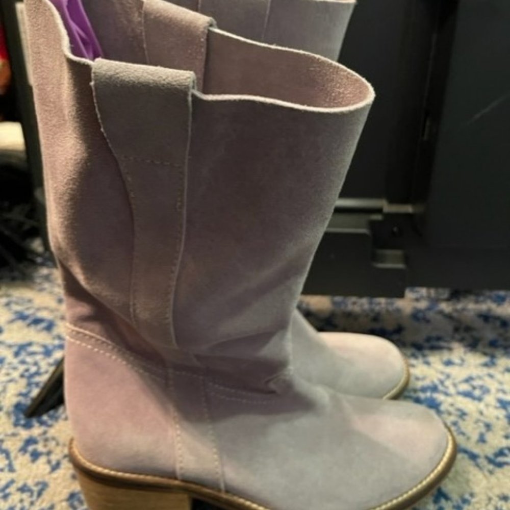 Vintage late 1990's / Y2K lavender / lilac suede western boots - Size 6 - Picture 5 of 16